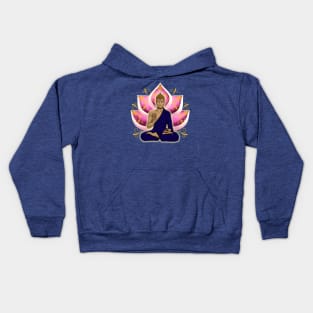 Abhaya Mudra Buddha with Pink Lotus Flower Kids Hoodie